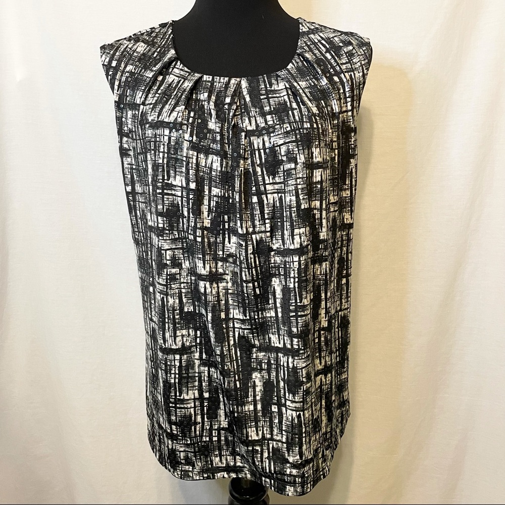 Alfani Black White Sleeveless Blouse - 1X